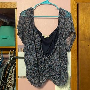 Dark Blue Floral Crop Top 3x